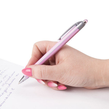 Ручка шариковая автоматическая BRAUBERG "Sakura", корпус ассорти, узел 0,5 мм, линия письма 0,3 мм, 1 шт, 141287 - Ручки шариковые автоматические