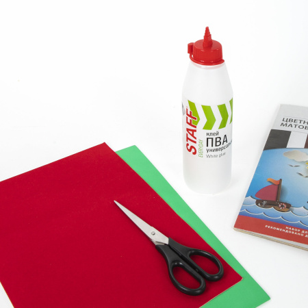 Клей ПВА универсальный 0,5 кг (бумага, картон, дерево), STAFF, 606429 - Клей ПВА