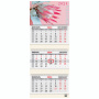 Календарь квартальный на 2024 г., 3 блока, 3 гребня, с бегунком, мелованная бумага, BRAUBERG, "Protea", 115290 - Календари настенные