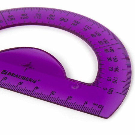 Транспортир 10 см BRAUBERG "FRUITY", 180 градусов, пластик, тонированный, ассорти, 210768 - Транспортиры