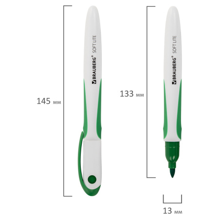 Маркеры стираемые для белой доски НАБОР 4 ЦВЕТА, BRAUBERG "SOFT LITE", 3 мм, резиновая вставка, 152107 - Маркеры для досок