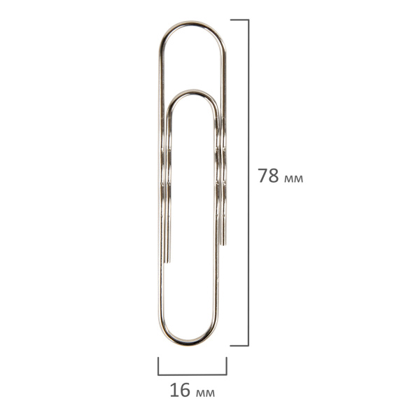Скрепки большие 78 мм, BRAUBERG, никелированные, гофрированные, 50 шт., в картонной коробке, 270450 - Скрепки канцелярские