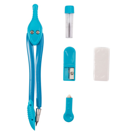 Готовальня BRAUBERG "Modern", 5 предметов: циркуль 135 мм, резинка, точилка, отвёртка, грифель, 210665 - Циркули и готовальни