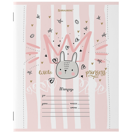 Тетрадь 12 л. BRAUBERG, линия, обложка картон, "ПРИНЦЕССА", 106470 - Тетради 12-24 листов