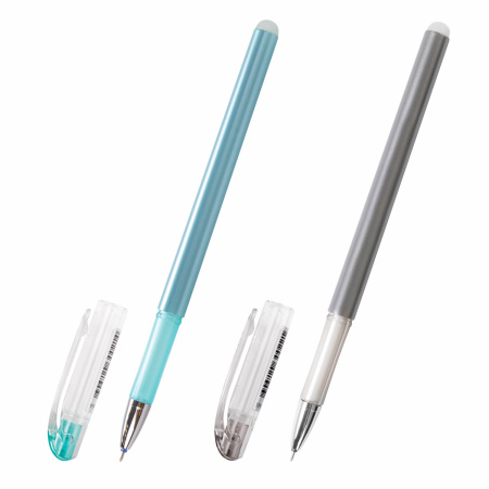 Ручки стираемые гелевые STAFF "College" EGP-664, НАБОР 2 цвета (СИНЯЯ/ЧЕРНАЯ), игольчатый узел 0,5 мм, линия письма 0,38 мм, 143666 - Ручки со стираемыми чернилами