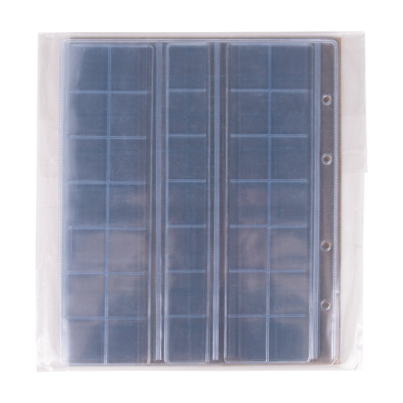 Листы-вкладыши нумизматика на 202 монеты (диаметр до 38 мм), НАБОР 5 шт., 250х208 мм, ОСТРОВ СОКРОВИЩ, 237962 - Листы-вкладыши для монет и купюр