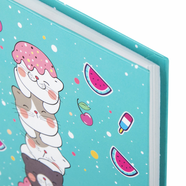 Блокнот МАЛЫЙ ФОРМАТ (110х147 мм), А6, 80 л., твёрдый, клетка, BRAUBERG KIDS, "Котики", 114443 - Блокноты детские