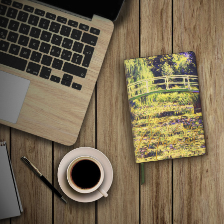 Ежедневник недатированный B6 (127х186 мм), BRAUBERG VISTA, под кожу, гибкий, срез фольга, 136 л., "Claude Monet", 112103 - Ежедневники с покрытием "под кожу и ткань"