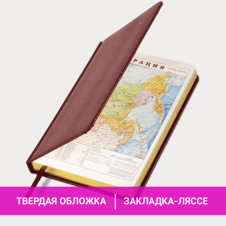 Ежедневник недатированный А5 138х213 мм BRAUBERG "Iguana" под кожу, 160 л., темно-коричневый, 125090 - Ежедневники с покрытием "под кожу и ткань"