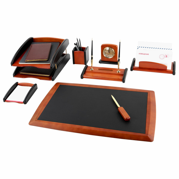 Набор настольный GALANT "Cayman" из дерева, 8 предметов, цвет "палисандр/чёрный", 238160 - Настольные наборы и аксессуары из дерева