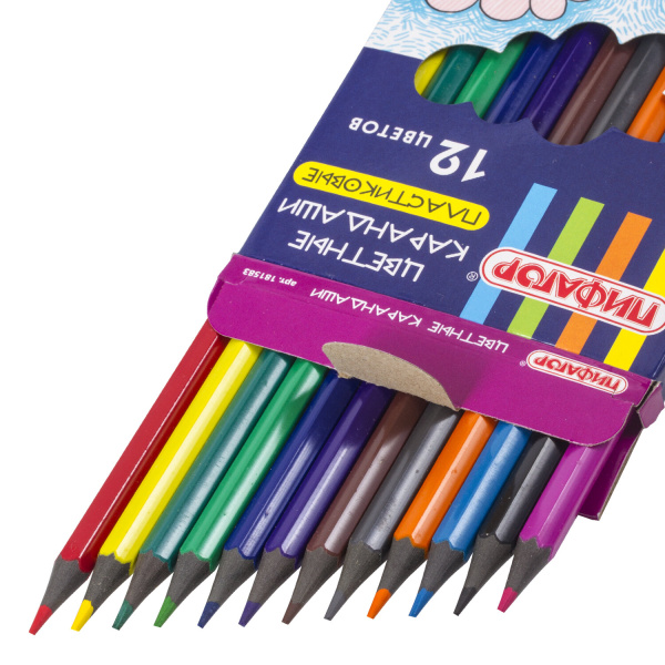 Карандаши цветные ПИФАГОР "СКАЗОЧНЫЙ ГОРОД", 12 цветов, черный пластик, заточенные, 181583 - Карандаши цветные