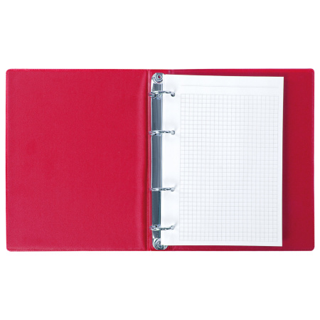 Тетрадь на кольцах А5 (180х220 мм), 80 листов, обложка ПВХ, клетка, BRAUBERG, красный, 403911 - Тетради на кольцах и сменные блоки к ним