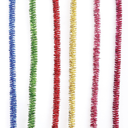 Проволока синельная для творчества "Блестящая", 6 цв., 30 шт., 0,9х30 см, ОСТРОВ СОКРОВИЩ, 661532 - Проволока синельная (пушистая)