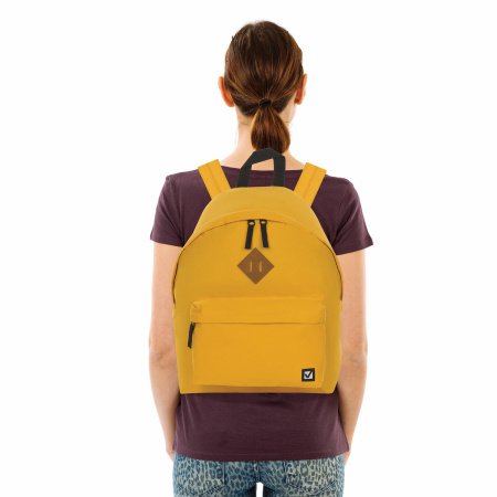 Рюкзак BRAUBERG, универсальный, сити-формат, один тон, желтый, 20 литров, 41х32х14 см, 225378 - Рюкзаки городские для старшеклассников и студентов