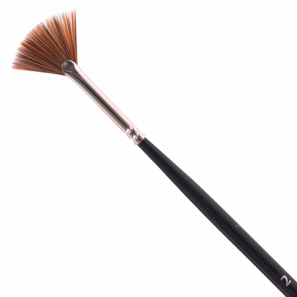Кисть художественная профессиональная BRAUBERG ART CLASSIC, синтетика, мягкая, веерная, № 2, длинная ручка, 200948 - Кисти художественные из синтетического волоса