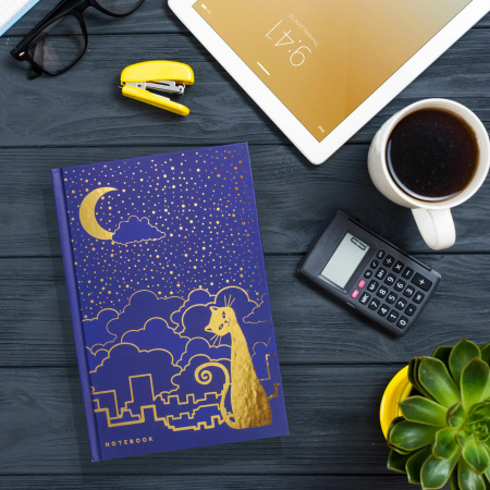 Блокнот А5 (135х206 мм), 80 л., твердый переплет, клетка, фольга, BRAUBERG, "Кошечка", 126051 - Блокноты в книжном переплете