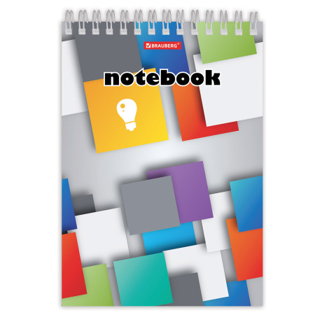 Блокнот А5 146х205 мм, 80 л., гребень, картон, жесткая подложка, клетка, BRAUBERG, "Кубы", 129819 - Блокноты