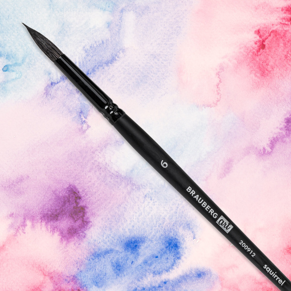 Кисть художественная проф. BRAUBERG ART CLASSIC, белка, круглая, № 6, 200912 - Кисти художественные из натурального волоса