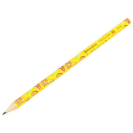 Карандаш чернографитный BRAUBERG "FRESH ZONE", 1 шт., HB, корпус ассорти, 181759 - Карандаши чернографитные