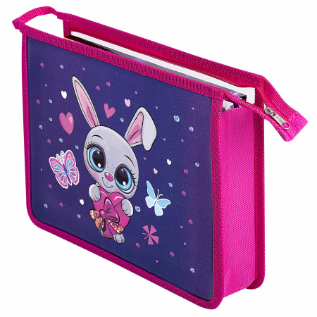 Папка для тетрадей ПИФАГОР А5, 1 отделение, пластик, на молнии, "Lovely Bunny", 271493 - Папки для тетрадей и уроков труда