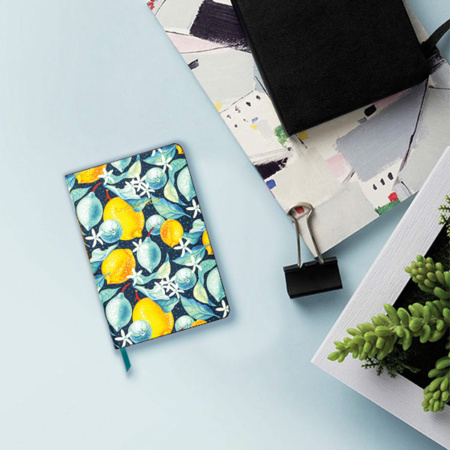 Блокнот МАЛЫЙ ФОРМАТ (100х150 мм) А6, BRAUBERG VISTA "Lemon Story", под кожу, гибкий, срез фольга, 80 л., 112096 - Бизнес-блокноты и бизнес-тетради