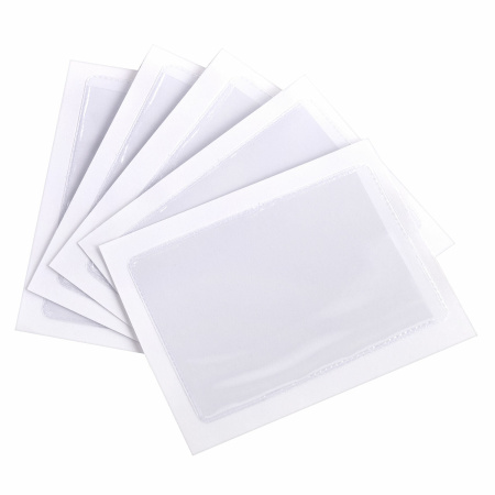 Карманы самоклеящиеся под визитные карточки (65х98 мм), КОМПЛЕКТ 5 шт., BRAUBERG, 224076 - Карманы самоклеящиеся для папок