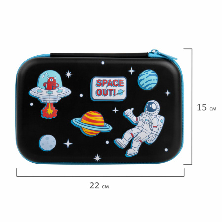Пенал BRAUBERG KIDS большой удобный с откидной планкой, EVA, 22х15х4 см, "Space out", 271556 - Пеналы каркасные