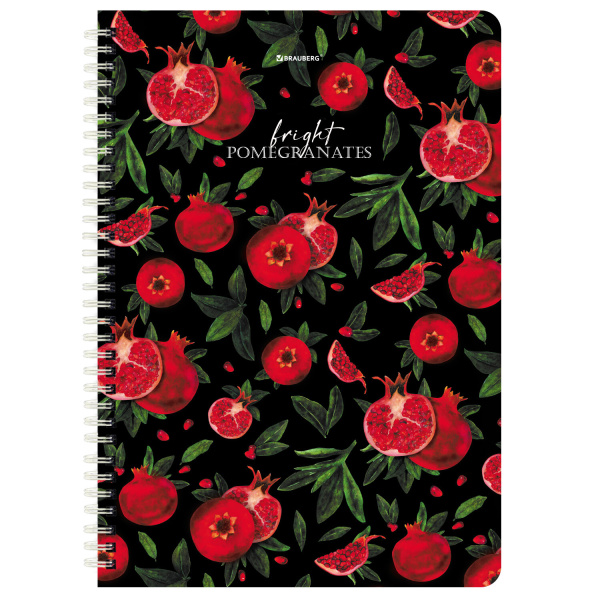 Тетради КОМПЛЕКТ 2 шт., А4, 96 л., BRAUBERG гребень, клетка, глянцевый лак, "Гранаты", 404389 - Тетради формата А4