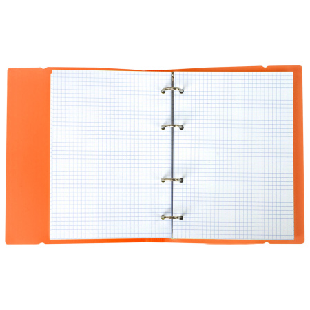 Тетрадь на кольцах А5 175х220 мм, 120 л., пластик, клетка, с резинкой, BRAUBERG, оранжевая, 403571 - Тетради на кольцах и сменные блоки к ним