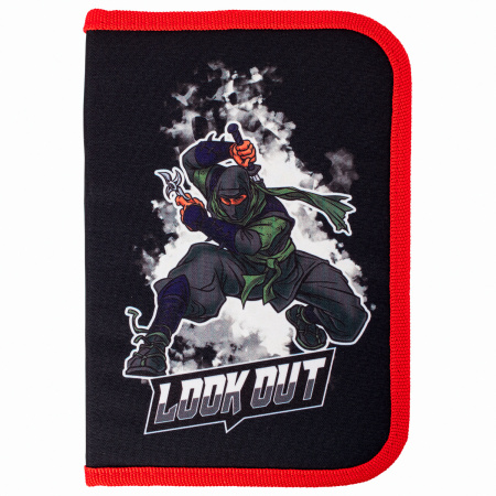 Пенал BRAUBERG, 1 отделение, 2 откидные планки, полиэстер, 21х14 см, "Ninja", 270313 - Пеналы каркасные