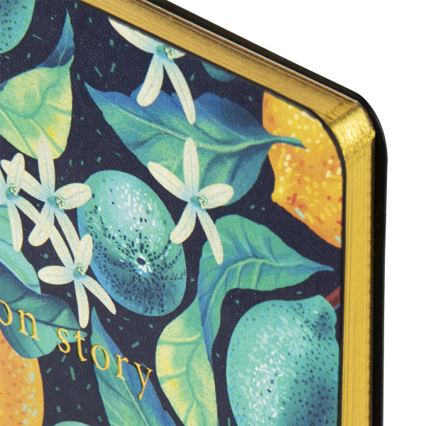 Ежедневник недатированный А5 (138х213 мм), BRAUBERG VISTA, под кожу, гибкий, 136 л., "Lemon Story", 112012 - Ежедневники с покрытием "под кожу и ткань"