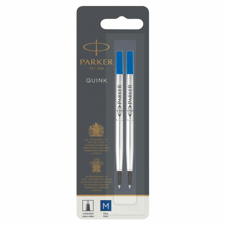 Стержень для ручки-роллера PARKER "Quink RB", КОМПЛЕКТ 2 шт., металлический, 116 мм, узел 0,7 мм, синий, 1950327 - Стержни для ручек-роллеров