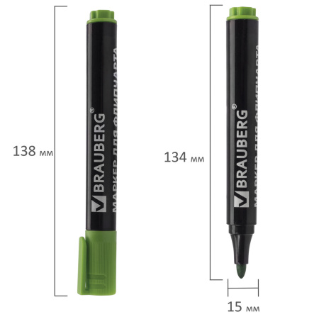 Маркеры для бумажного флипчарта BRAUBERG, НАБОР 4 ЦВЕТА, НЕПРОПИТЫВАЮЩИЕ, 2,5 мм, 151257 - Маркеры для флипчартов