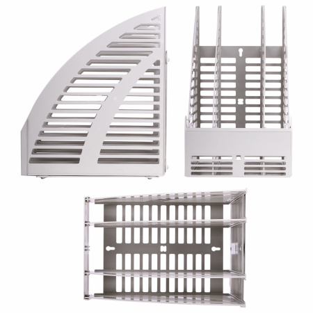 Лоток вертикальный для бумаг STAFF, 245х165х285 мм, 3 отделения, сетчатый, сборный, серый, 237294 - Лотки вертикальные (стойки-уголки)