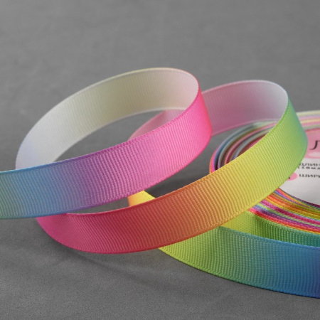 Декоративная репсовая лента "Радуга" ширина 1,5 см