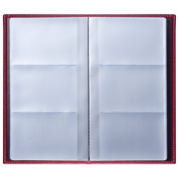 Визитница трехрядная BRAUBERG "Imperial", на 144 визитки, под гладкую кожу, бордовая, 231662 - Визитницы настольные