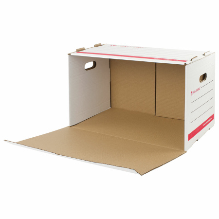 Короб архивный (306х525х338 мм), гофрокартон, белый, BRAUBERG, 126522 - Короба архивные