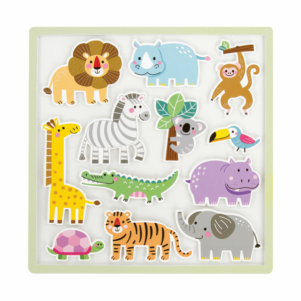 Наклейки обучающие тематические из EVA "Животные Африки", 20х40 см, многоразовые, ЮНЛАНДИЯ, 663770 - Наклейки