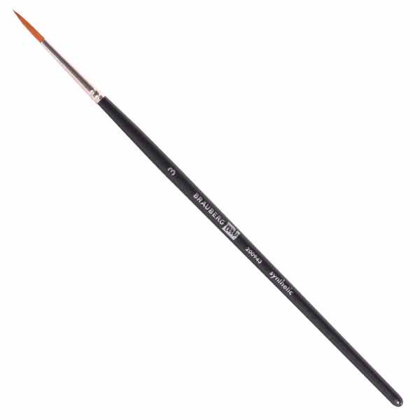 Кисти художественные BRAUBERG ART, набор 4 штуки, синтетика, (круглые № 1, 3, плоские № 4, 10), 200943 - Кисти художественные в наборах