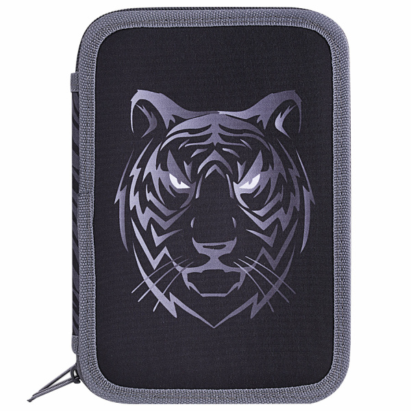 Пенал BRAUBERG, 3 отделения, полиэстер, 21х14 см, "Tiger", 271551 - Пеналы каркасные