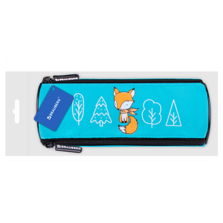 Пенал BRAUBERG, 3 отделения, нейлон, 21х7х7 см, "Fox", 270838 - Пеналы мягкие