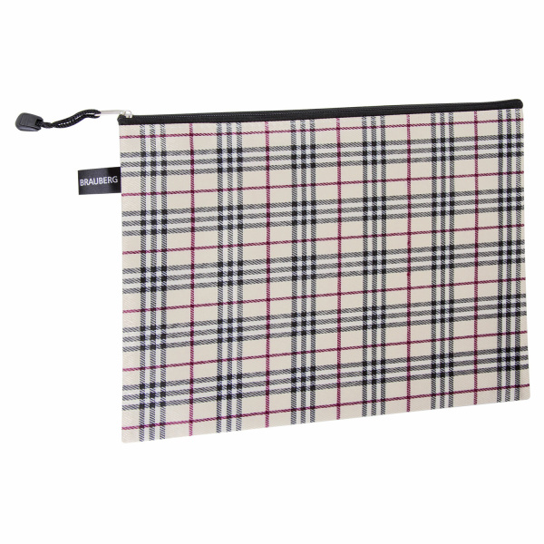Папка-конверт СУПЕР КОМПЛЕКТ на молнии, 6 штук (А4 - 2 шт., А5 - 4 шт.), ткань в клетку, BRAUBERG, 271350 - Папки-конверты на молнии