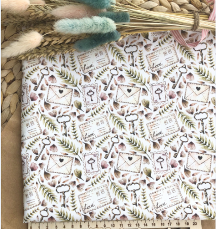 Ткань для рукоделия "Конверты" 30*80 см. 100% хлопок, плотность 140 г/м2