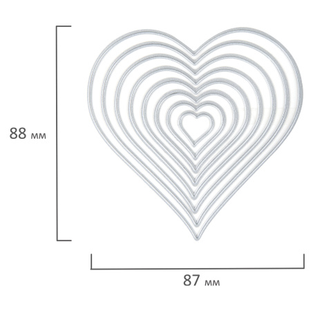 Ножи "Сердца" для Машинки для вырубки и тиснения ОС-5, 8 штук, 88х87 мм, ОСТРОВ СОКРОВИЩ, 663810, 861-109-015 - Машинки, ножи и маты для вырубки, клише для тиснения