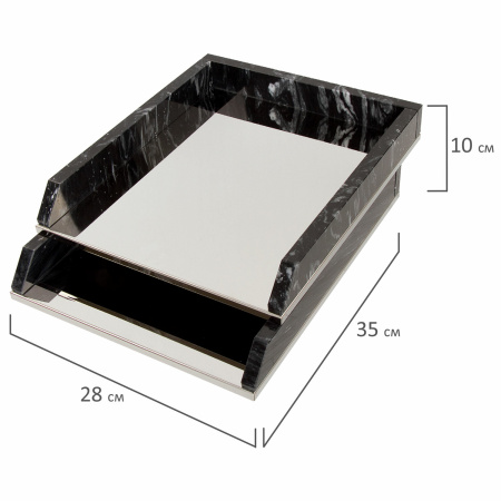 Набор настольный GALANT из мрамора, 8 предметов, черный мрамор/серебристые металлические детали, 231192 - Настольные наборы и аксессуары из мрамора
