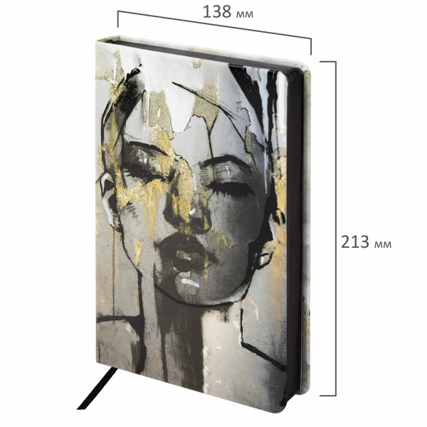 Ежедневник недатированный А5 (138х213 мм), BRAUBERG VISTA, под кожу, твердый, 136 л., "Glamour", 111999 - Ежедневники с покрытием "под кожу и ткань"