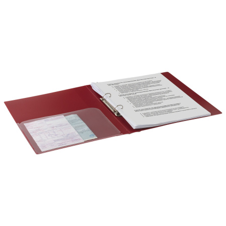 Папка на 2 кольцах BRAUBERG "Стандарт", 25 мм, красная, до 170 листов, 0,8 мм, 221614 - Папки на кольцах