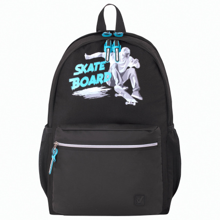 Рюкзак BRAUBERG FASHION CITY универсальный, "Skateboard", черный, 46х31х15 см, 229969 - Рюкзаки городские для старшеклассников и студентов