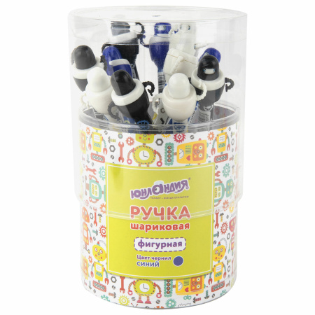 Ручка фигурная шариковая ЮНЛАНДИЯ "Робот", корпус ассорти, СИНЯЯ, пишущий узел 0,7 мм, 143790 - Ручки фигурные