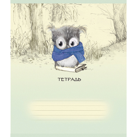 Тетрадь 18 л., ПЗБМ, клетка, конгрев, выборочный лак, "Совёнок Филя" (5 видов), 017064 - Тетради 12-24 листов